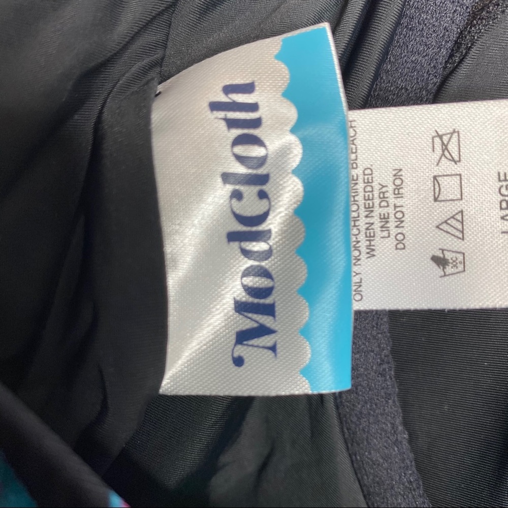 ModCloth Black Floral Stripped One-Piece Swimsuit - Picture 9 of 9